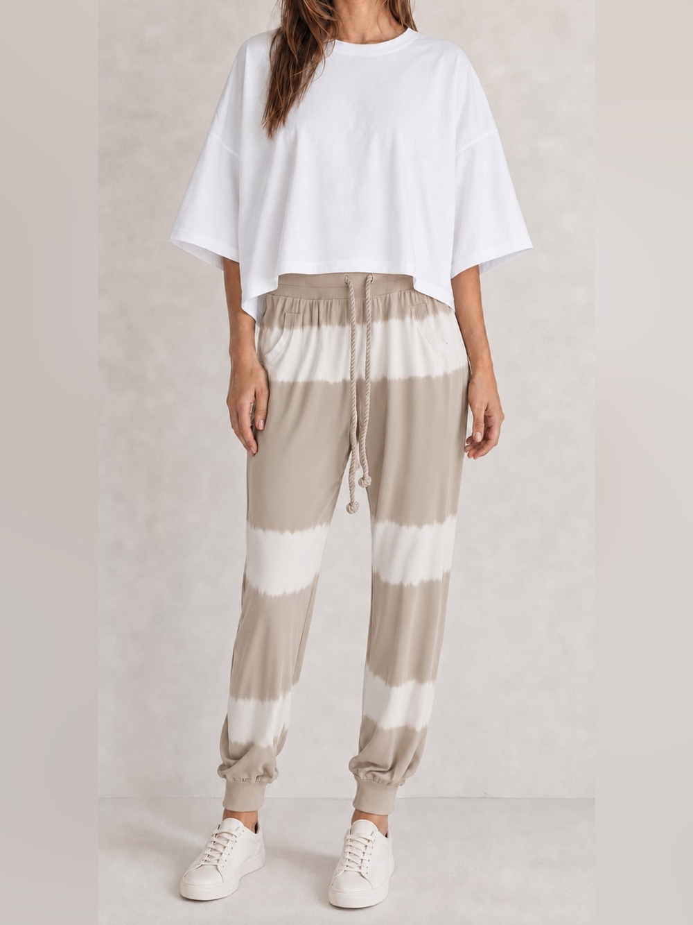 10Days Tie‎ Dye Jogger Pants Size XS - Beige Cream